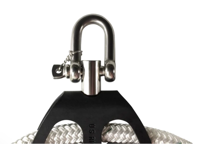 ProClimb Aluminum Fiddle Block Set with 50ft Double Braid Rope