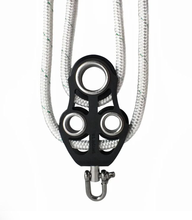 ProClimb Aluminum Fiddle Block Set with 50ft Double Braid Rope