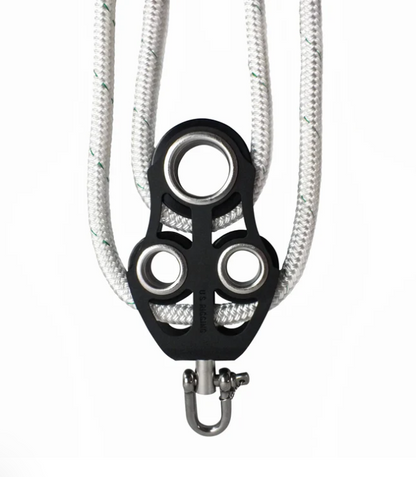 ProClimb Aluminum Fiddle Block Set with 50ft Double Braid Rope